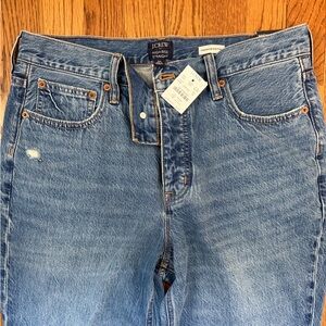J. Crew Women's High-Rise Button Fly Straight Leg Blue Jeans Premium Edition 30